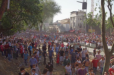 Manifestantes no Parque Gezi, Istambul, Turquia