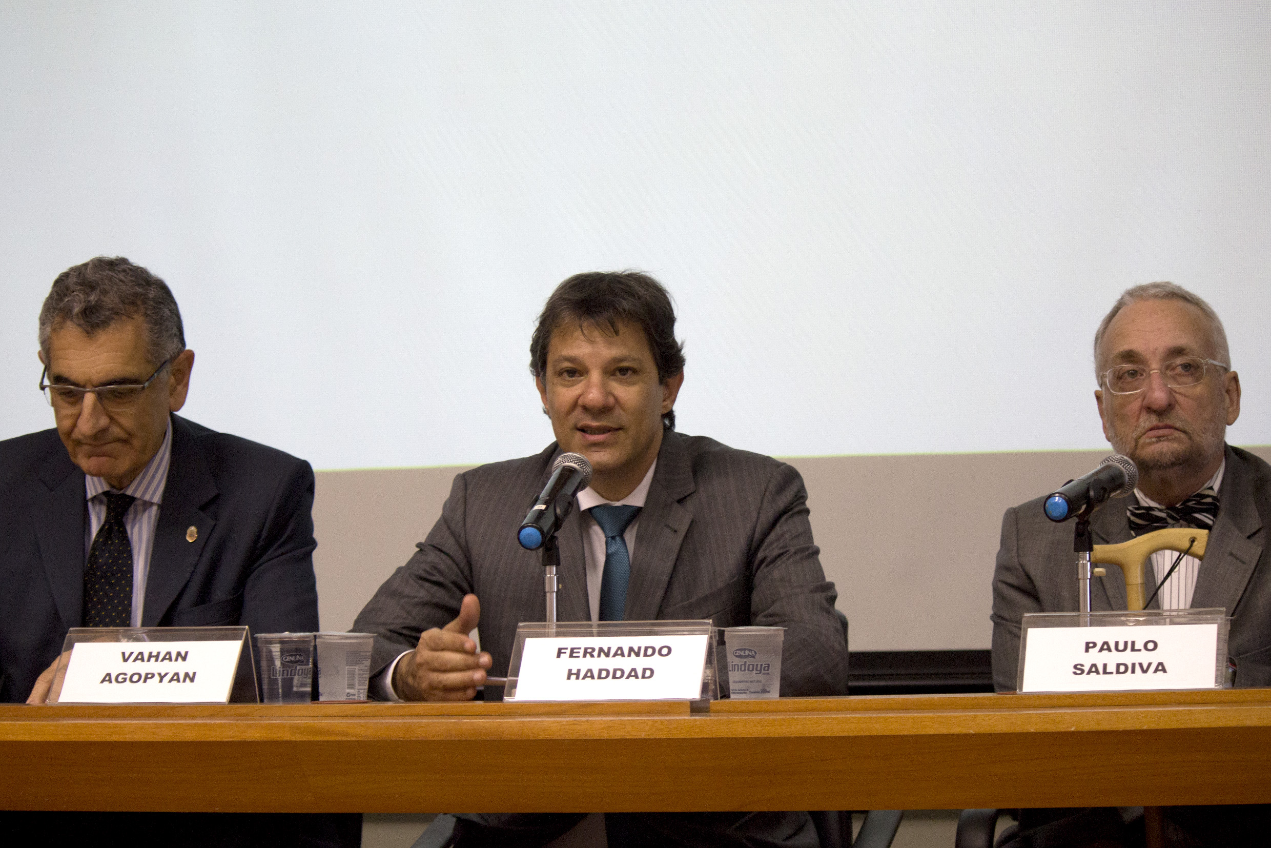 Vahan Agopyan, Fernando Haddad and Paulo Saldiva