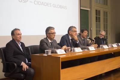 Fabio Feldmann, Wilson Jacob Filho, Vahan Agopyan, Fernando Haddad, Paulo Saldiva and Marcos Buckeridge