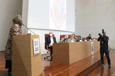 Conceição Evaristo giving her inauguration speech