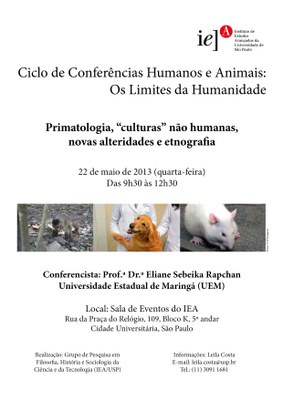 Cartaz - Primatologia, “culturas” não humanas, novas alteridades e etnografia