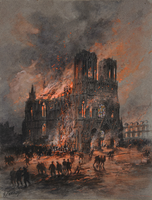 Gustave Fraipont Incêndio da Catedral de Reims