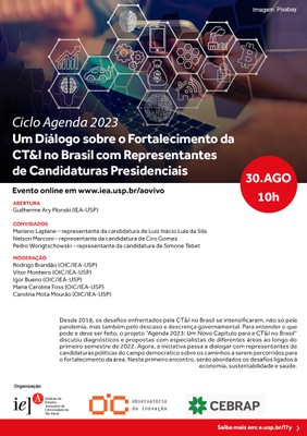 Agenda 2023 - Um Diálogo sobre o Fortalecimento da CT&I no Brasil com Representantes de Candidaturas Presidenciais