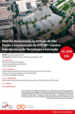 Distrito de Inovação no Estado de São Paulo: a Implantação do CITI SP - Centro Internacional de Tecnologia e Inovação