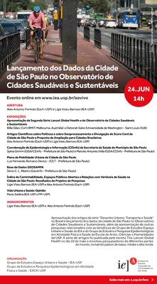 Lançamento dos Dados da Cidade de São Paulo no Observatório de Cidades Saudáveis e Sustentáveis