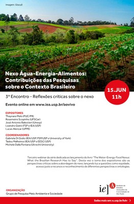 Nexo Água-Energia-Alimentos: Contribuições das Pesquisas sobre o Contexto Brasileiro (Terceiro Encontro)