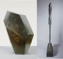 "O Cubo" e "Mulher Leoni", obras de Alberto Giacometti