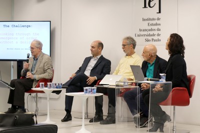 Jean-Pierre Dupuy, Eduardo Felipe Matias, Ricardo Abramovay, Eduardo Viola e Patricia Pinho