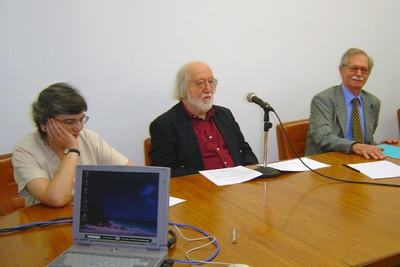 Amélia Hamburguer, José Leite Lopes e Roberto Salmeron