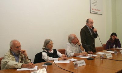 Francisco Whitaker, Silvia Leser de Mello, César Ades, Paul Singer e Mariana Almeida