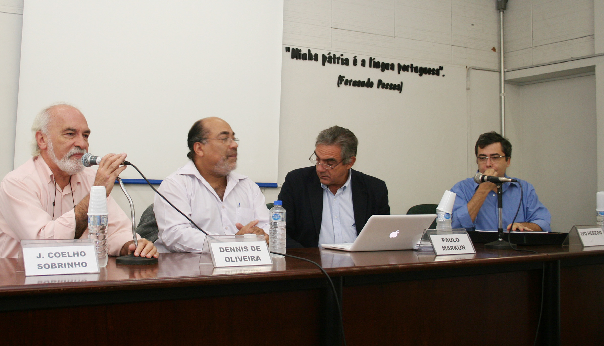José Coelho Sobrinho, Dennis de Oliveira, Paulo Markun e Ivo Herzog