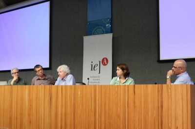 A partir da esquerda, Marcos Buckeridge, Luis Enrique Sánchez, Pedro Jacobi, Ana Paula Fracalanza e Pedro Luiz Côrtes