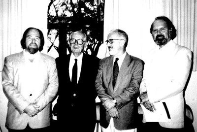 a partir da esquerda, Jacques Marcovitch, Alberto Carvalho da Silva, Carlos Guilherme Mota e Umberto Cordani