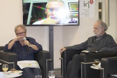 Leopold Nosek, Marcelo Knobel (via video conferência) e Massimo Canevacci