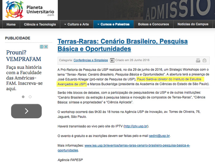 Workshop Terras-Raras: Cenário Brasileiro, Pesquisa Básica e Oportunidades