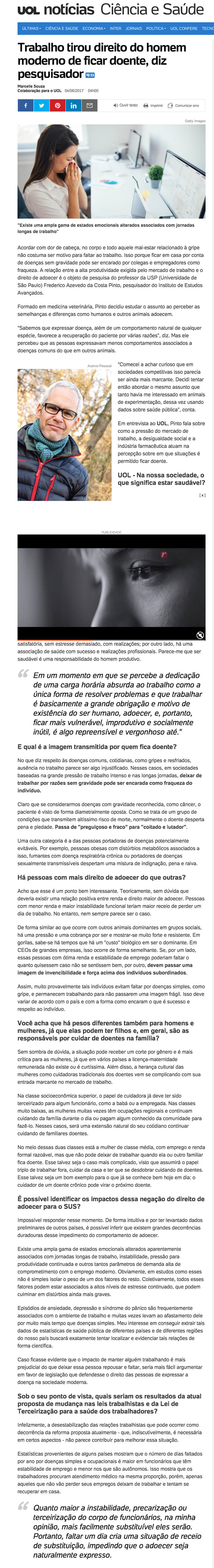Pesquisa de Frederico Costa Pinto no IEA