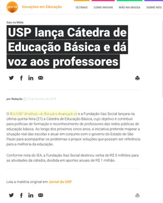 Lançamento da Cátedra Educação Básica da USP