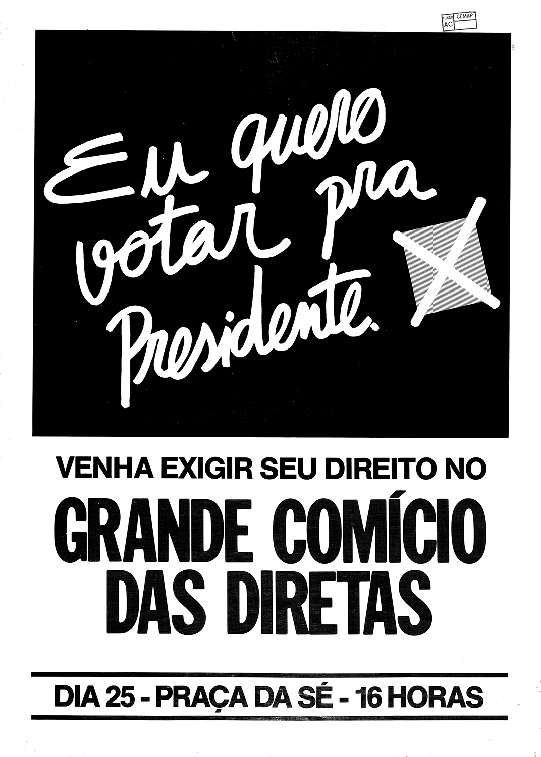 Cartaz a favor das Diretas Já