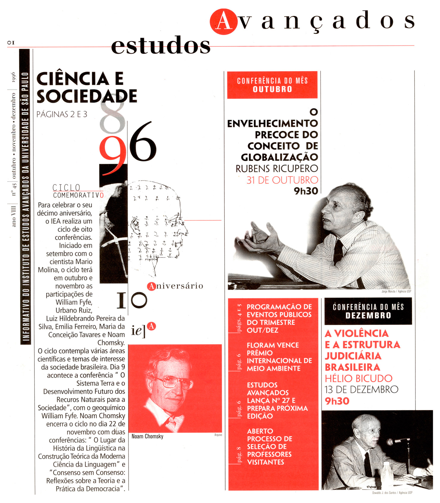 Informativo do Instituto de Estudos Avançados ano VIII número 45 - capa