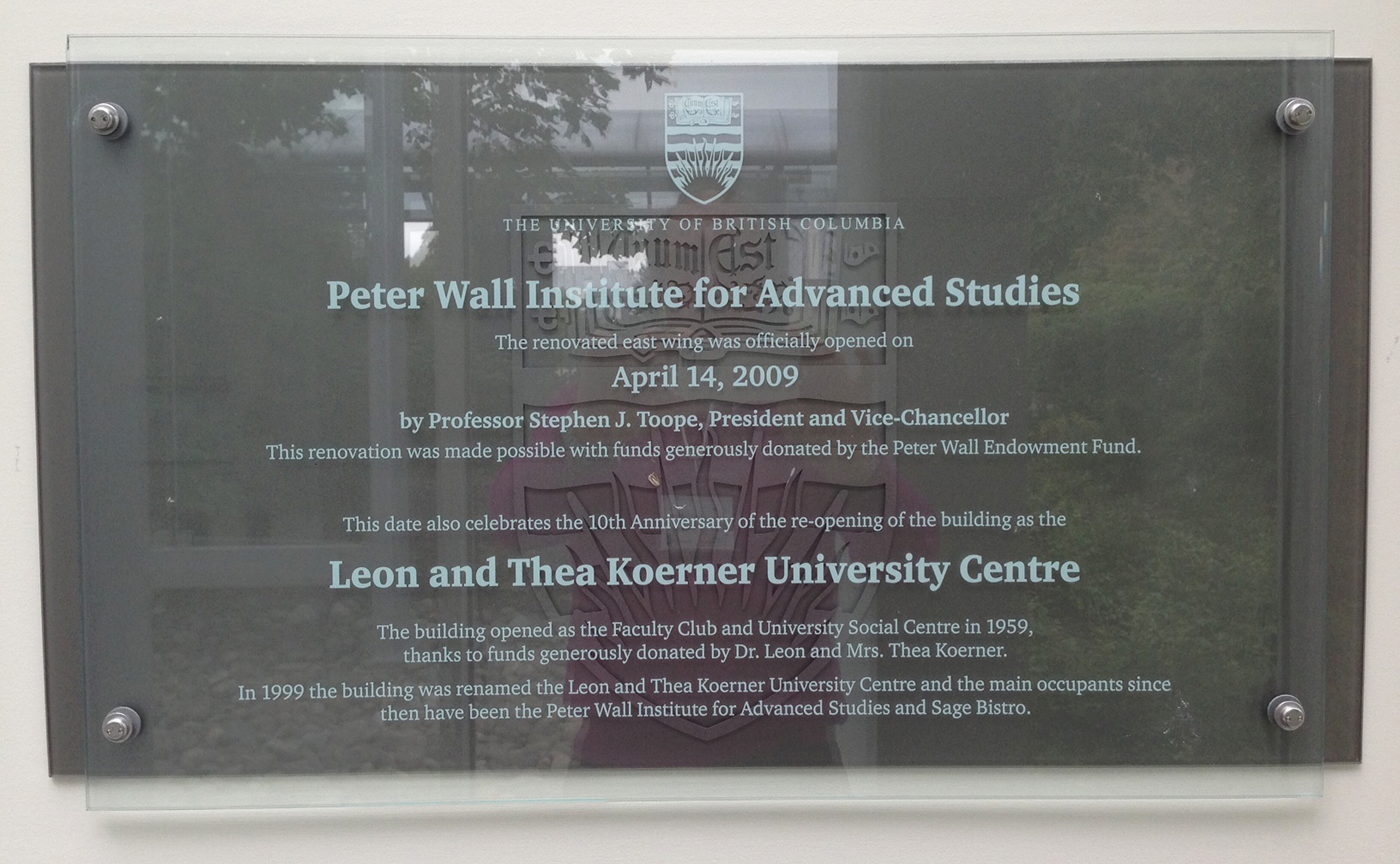 Plaque announcing the most recently renewed area