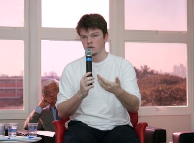 Matheus Preis answers a question from the interviewers
