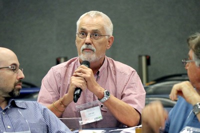 Peter Vale interacting with the speakers