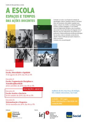 Convite 3º encontro 'A Escola: Espaços e Tempos das Ações Docentes'