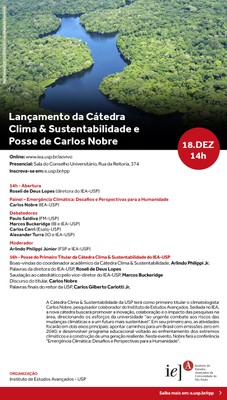 Convite Cátedra Clima e Sustentabilidade