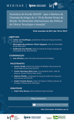 Assinatura do acordo IEA/USP - IPEA e Abertura da Chamada de artigos