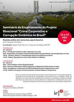 Banner Seminário de Encerramento do Projeto Binacional "Crime Corporativo e Corrupção Sistêmica no Brasil"