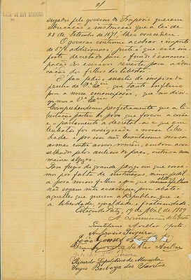 Carta da Comissão de Libertos a Rui Barbosa