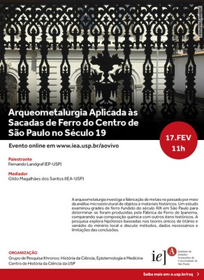 Convite - Arqueometalurgia Aplicada às Sacadas de Ferro do Centro de São Paulo no Século 19