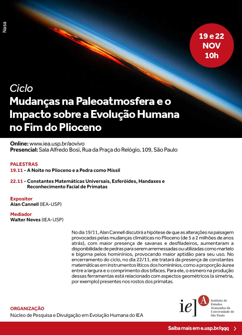 Convite - Ciclo Mudanças na Paleoatmosfera e o Impacto sobre a Evolução Humana no Fim do Plioceno