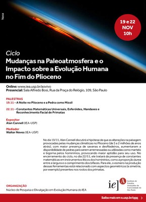 Convite - Ciclo Mudanças na Paleoatmosfera e o Impacto sobre a Evolução Humana no Fim do Plioceno