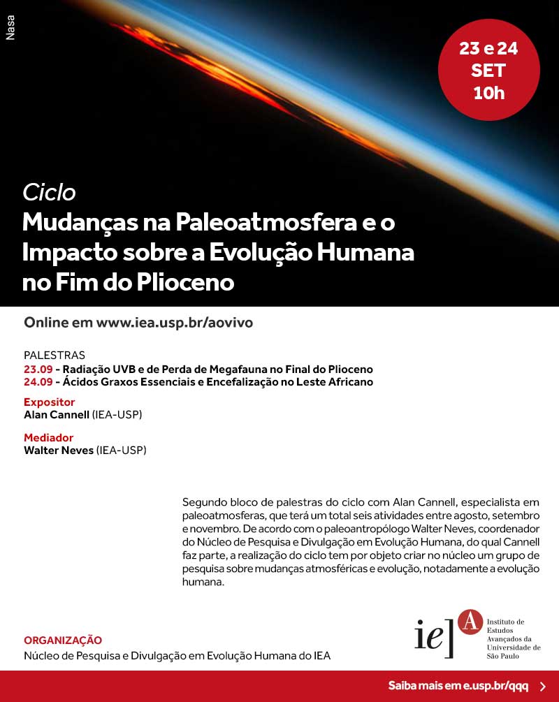 Convite - Ciclo Mudanças na Paleoatmosfera e o Impacto sobre a Evolução Humana no Fim do Plioceno