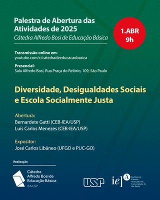 Convite Diversidade, Desigualdades Sociais e Escola Socialmente Justa