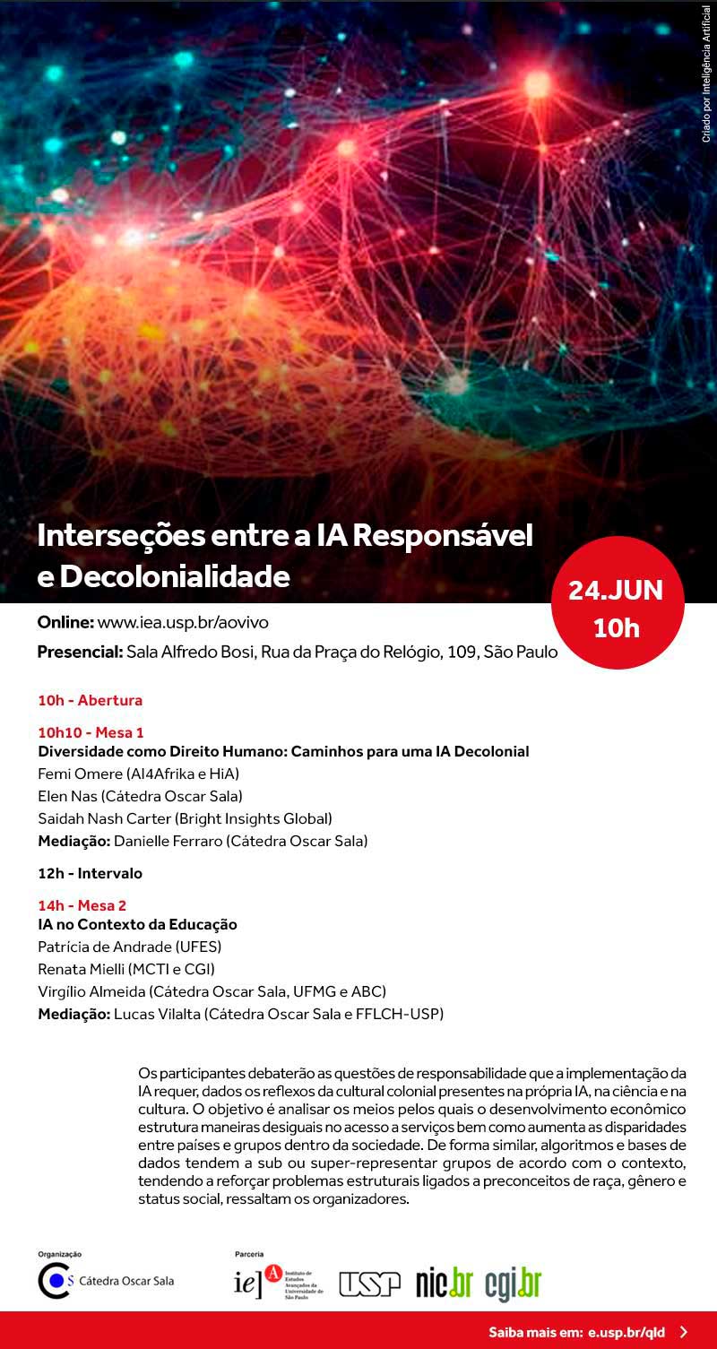 Convite do seminário "Interseções entre a IA Responsável e Decolonialidade"