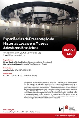 Convite Experiências de Preservação de Histórias Locais em Museus Salesianos Brasileiros