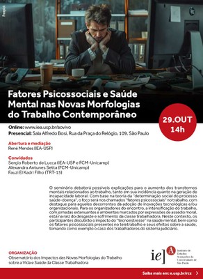 Convite - Fatores Psicossociais e Saúde Mental nas Novas Morfologias do Trabalho