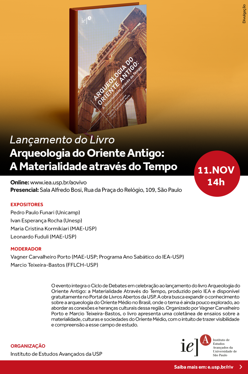Convite "Lançamento do Livro Arqueologia do Oriente Antigo: a Materialidade através do Tempo"