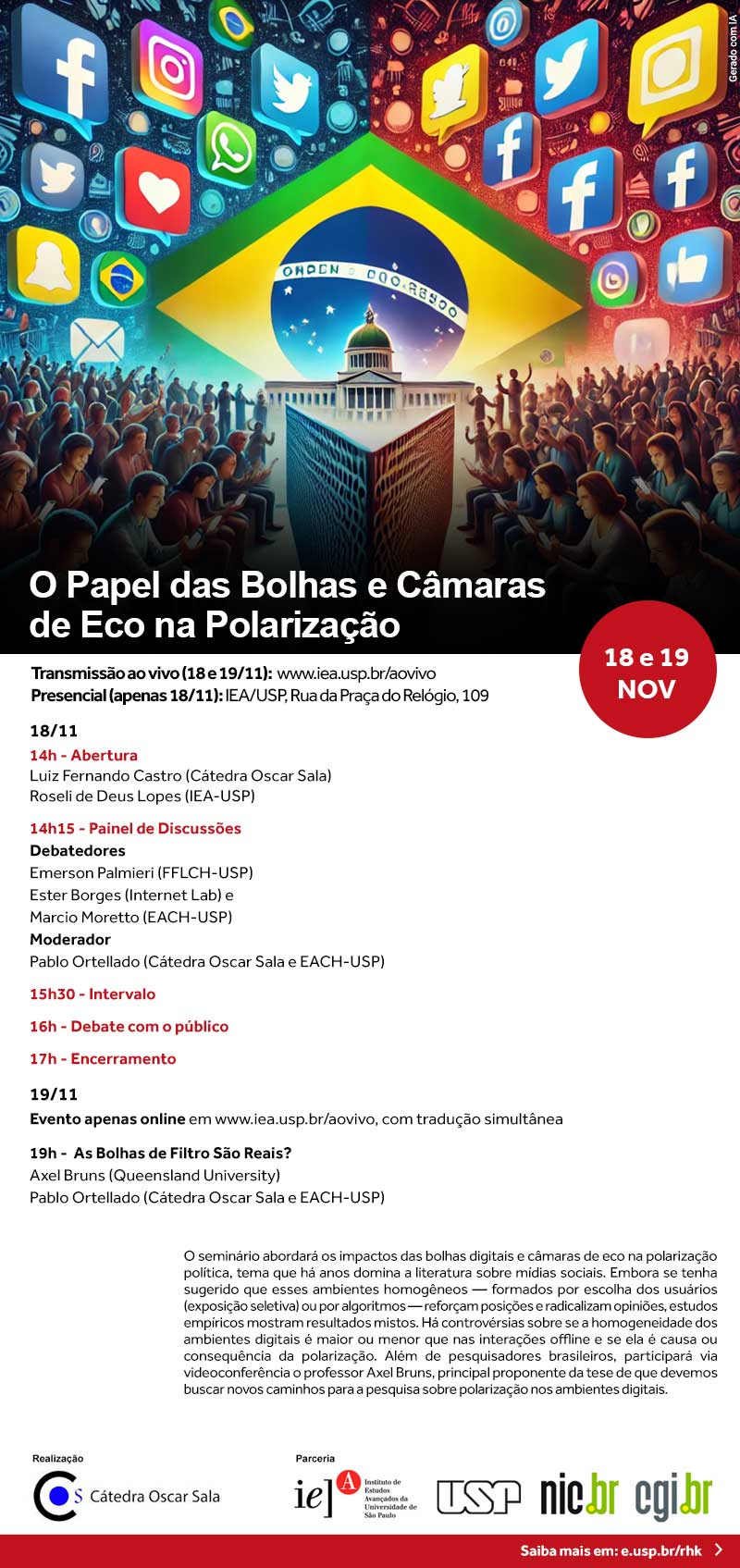 Convite "O Papel das Bolhas e Câmaras de Eco na Polarização"