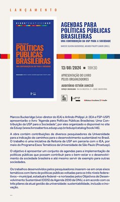 Convite para lançamento do livro "Agenda para Políticas Públicas Brasileiras"