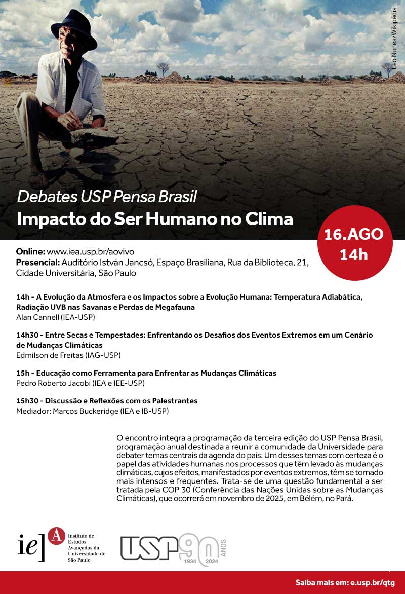 Convite para o debate do USP Pensa Brasil "Impacto do Ser Humano no Clima"