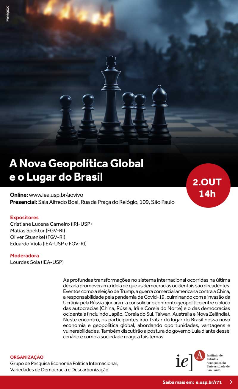 Convite para o seminário "A Nova Geopolítica Global e o Lugar do Brasil"