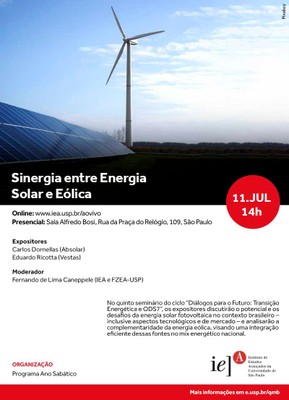 Convite para o seminário "Sinergia entre Energia Solar e Eólica"