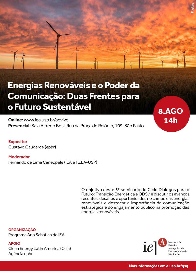 Convite para seminário "Energias Renováveis e o Poder da Comunicação: Duas Frentes para o Futuro Sustentável"