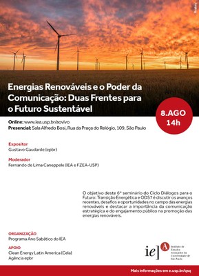 Convite para seminário "Energias Renováveis e o Poder da Comunicação: Duas Frentes para o Futuro Sustentável"