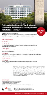 Convite Políticas Institucionais de Pós-Graduação Voltadas ao Incremento da Educação Básica no Estado de São Paulo