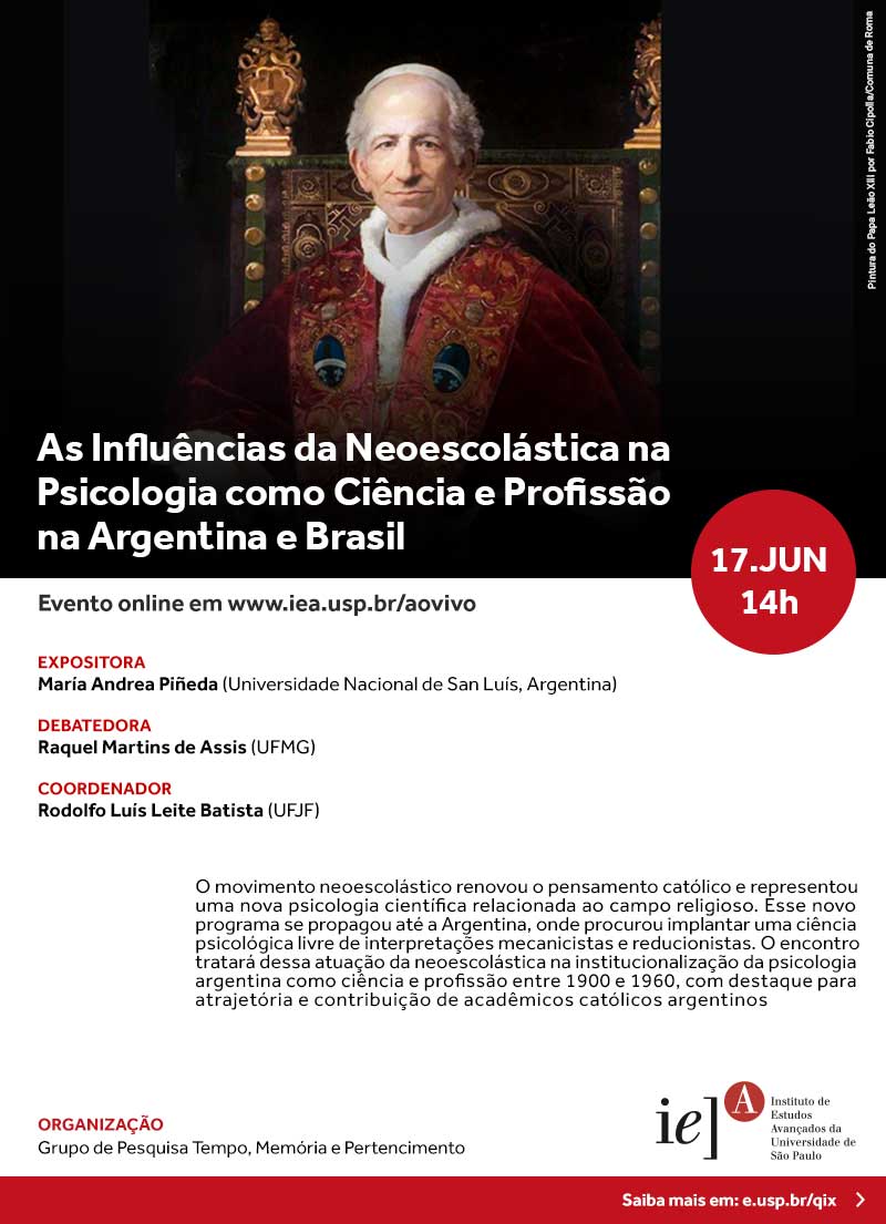 Convite: Seminário "As Influências da Neoescolástica na Psicologia como Ciência e Profissão na Argentina e Brasil"