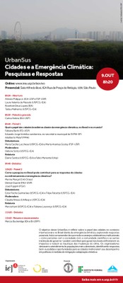 Convite - UrbanSus - Cidades e a Emergência Climática: Pesquisas e Respostas
